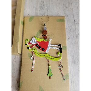 Vintage Santa Claus fly smiles metal unique‎ ornament Xmas